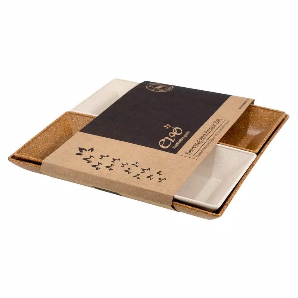 Unbranded EVO Sustainable Goods Wood-Plastic Composite Serving & Snack Set, 5-Piece Light Brown