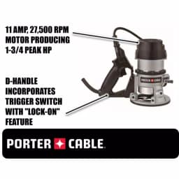 Porter-Cable 1-3/4 HP 27,500 RPM D-Handle Fixed Base Router thumbnail 2
