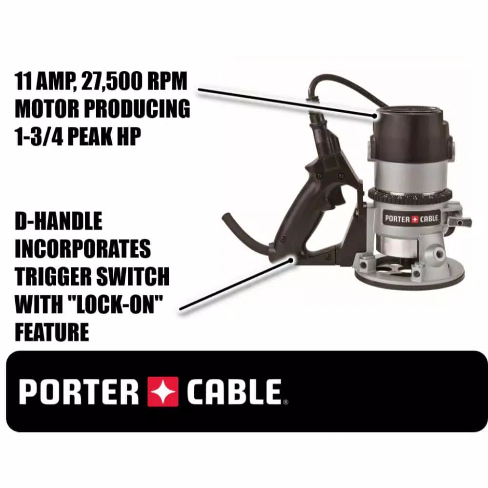 Porter-Cable 1-3/4 HP 27,500 RPM D-Handle Fixed Base Router