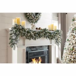 Home Accents Holiday 9 ft. Pre-Lit Flocked Frasier Fir LED Garland with Timer thumbnail 2
