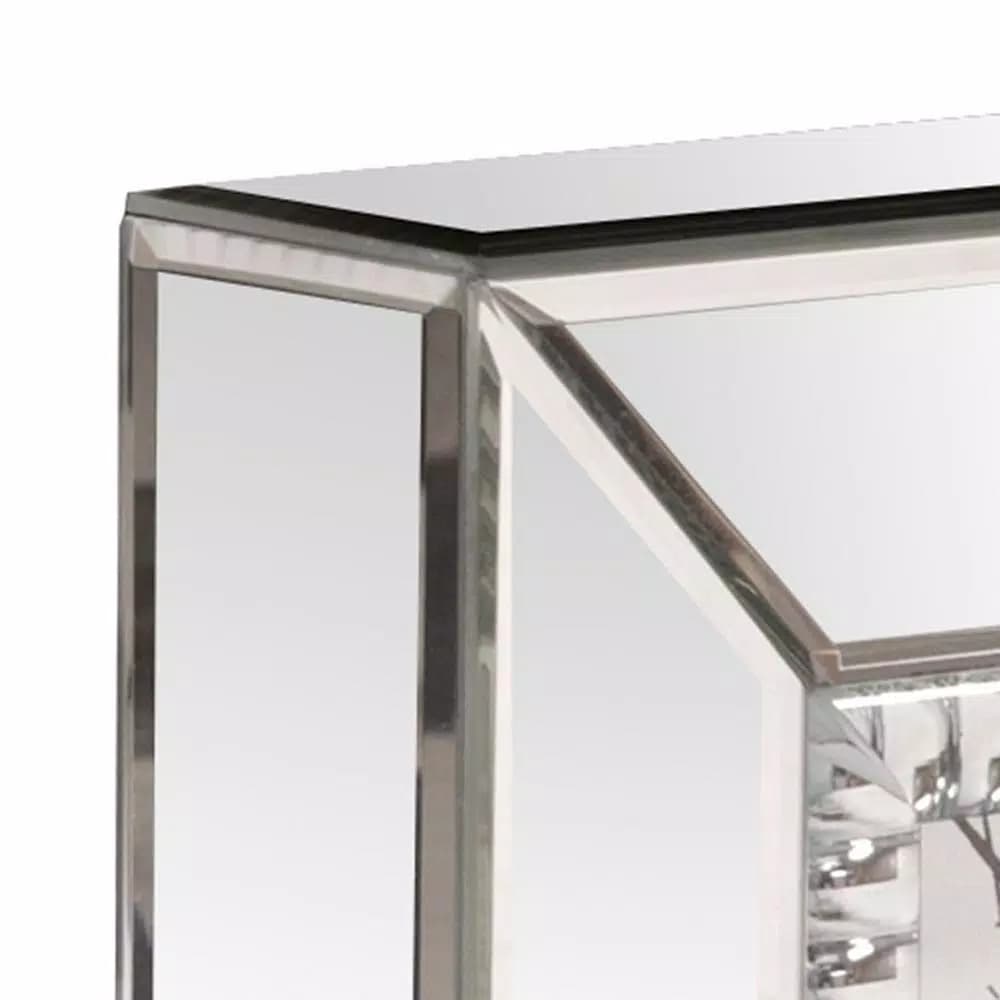 Unbranded Mirrored Table Clock with Beaded Glass Border and Roman Numerals