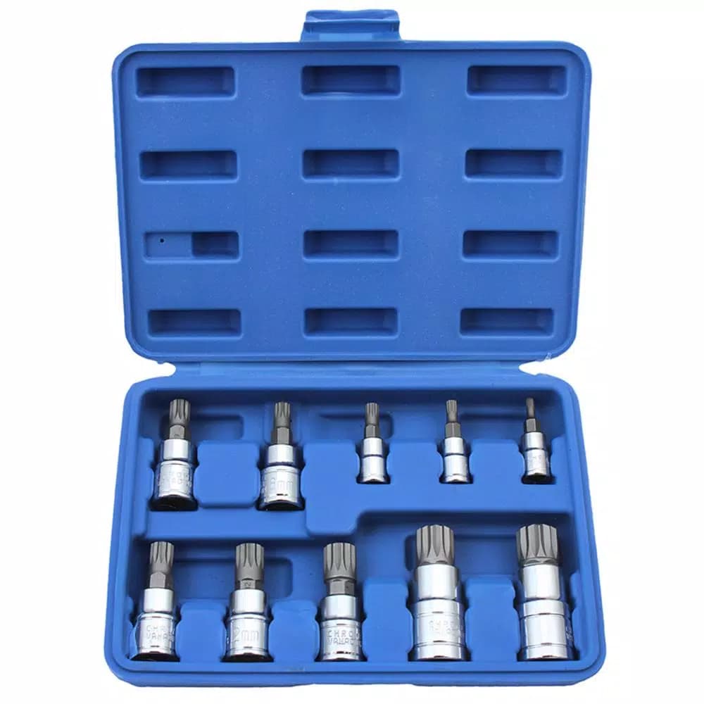 Stark XZN Triple Square Bit Socket Set, 10-Piece Metric Spline Socket Set
