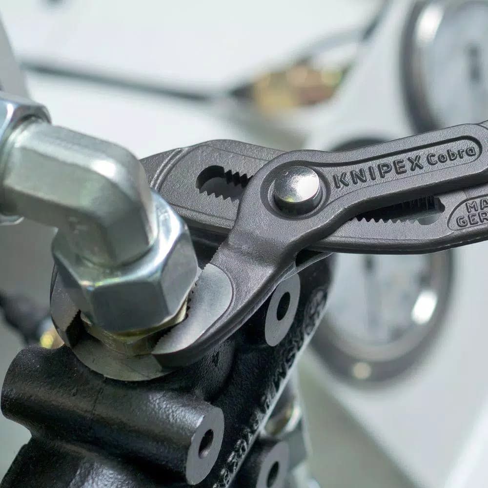 Knipex 10 in. Cobra Pliers, Forged Steel, 61 HRC Hardened Teeth, Multi-Component Comfort Grip
