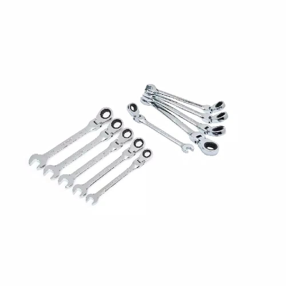 Husky 10-Piece Flex-Head Ratcheting Wrench Set, SAE and Metric
