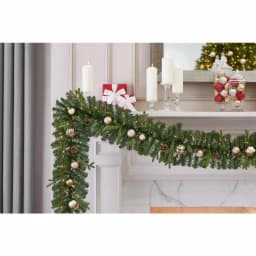 Home Accents Holiday St. Germain 9 ft. Pre-Lit LED Artificial Christmas Garland with Champagne & Gold Ornaments thumbnail 2