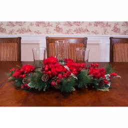 Nearly Natural 30 in. Holiday Hydrangea Candelabrum Centerpiece with 3 Glass Hurricane Holders thumbnail 3