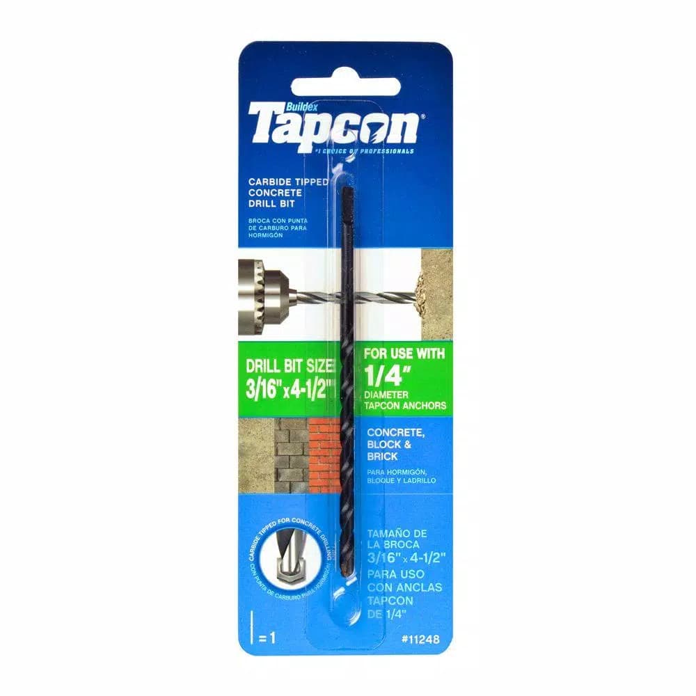Tapcon 3/16 in. x 4-1/2 in. Steel Carbide Tip Masonry Drill Bit for Tapcon Anchors