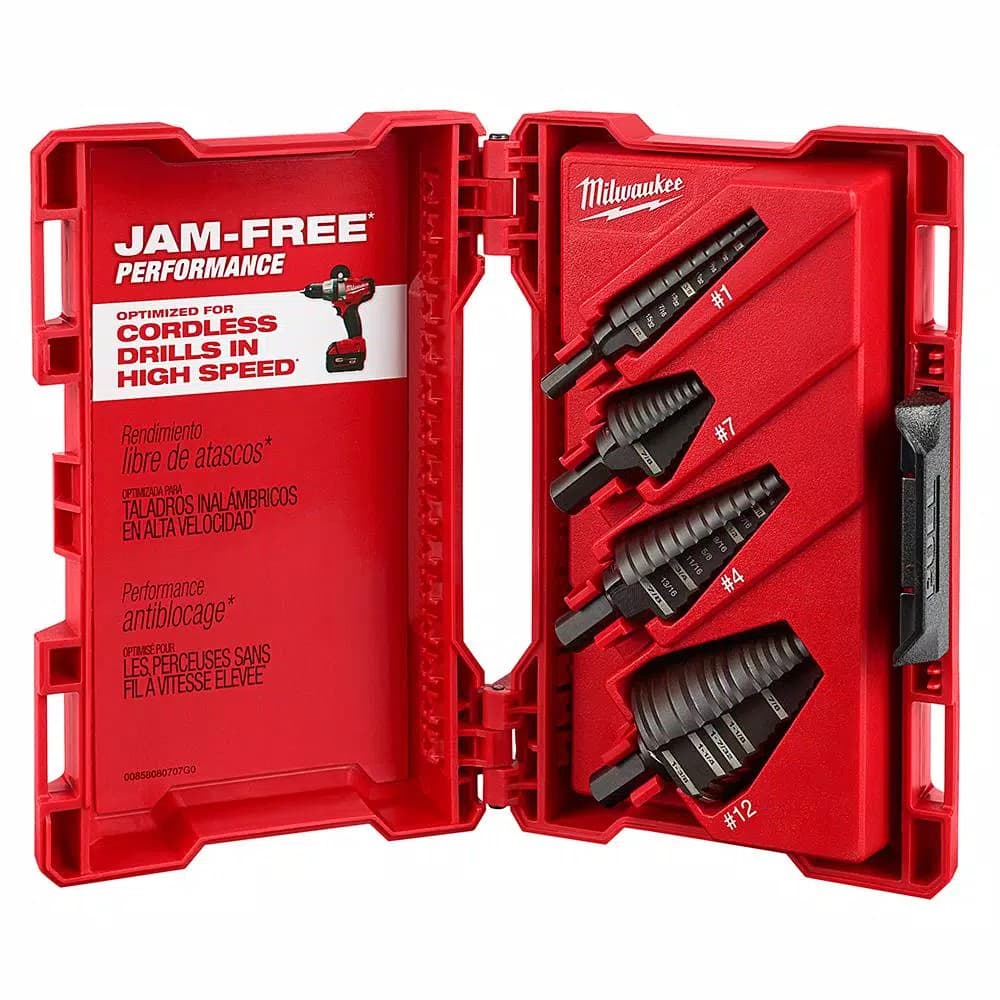 Milwaukee Black Oxide Step Drill Bit Set, 4-Piece