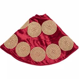 VHC Brands 21 in. Red Memories Glam Christmas Mini Tree Skirt with Gold Trim thumbnail 3