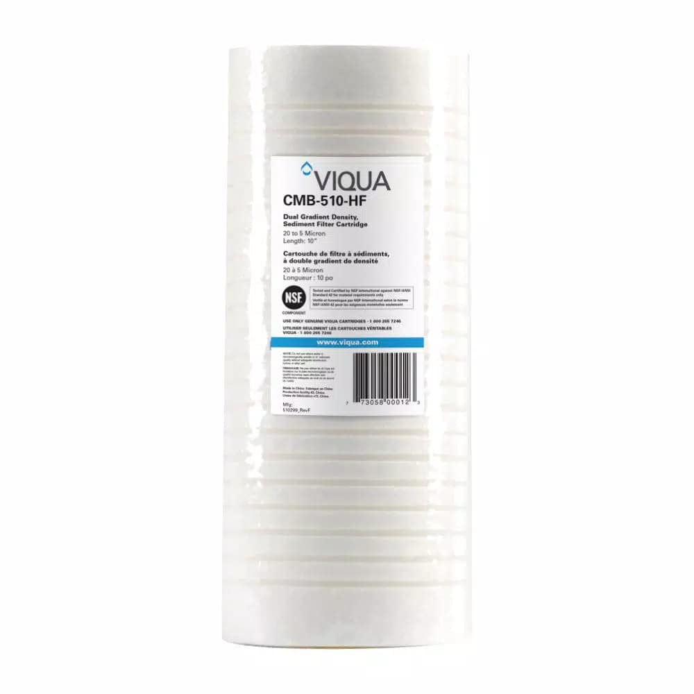 Viqua High-Flow Sediment Dirt and Rust Filter Cartridge, 4.5 in. x 10 in., Dual Gradient 20 to 5 Micron