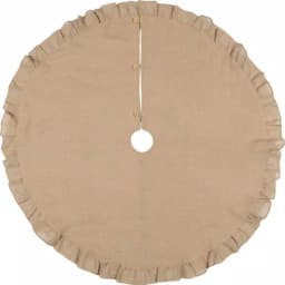 VHC Brands 55 in. Jute Burlap Natural Tan Rustic Holiday Tree Skirt with Flannel Lining thumbnail 1
