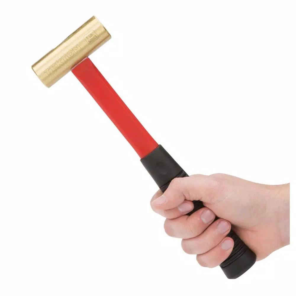 TEKTON 16 oz. Jacketed Fiberglass Brass Hammer, Non-Sparking Mallet