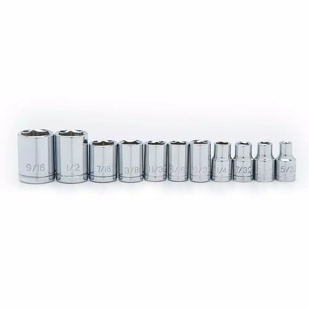 Husky 46-Piece Stubby Ratchet and Socket Set with 1/4 in. and 3/8 in. Dual Drive Ratchet