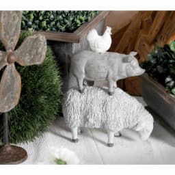 LITTON LANE 3-Stacked Barn Animals Polystone Sculpture - Farmhouse Sheep, Pig, and Chicken Statuary thumbnail 1