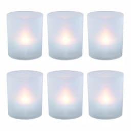 LUMABASE Flameless Votive Candles with Frosted Plastic Holders, Warm White LED, 6 Count thumbnail 1