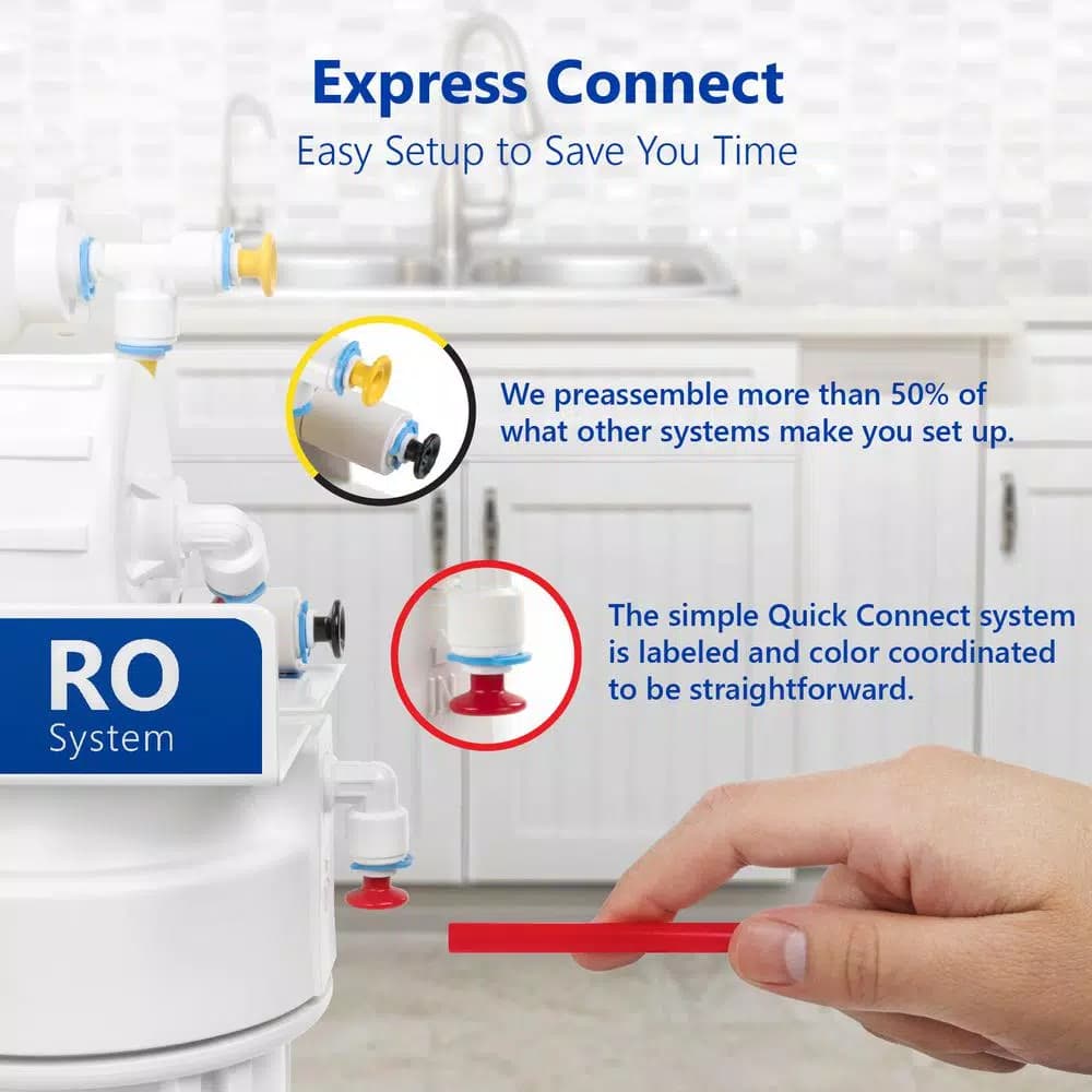 Express Water 6-Stage Reverse Osmosis Deionization Water Filtration System with Faucet and Tank, 100 GPD