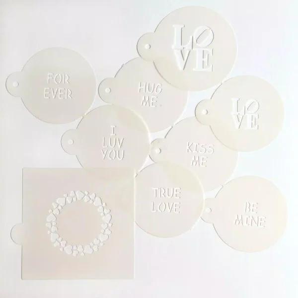 Designer Stencils Sweetheart Sayings Cookie Stencil Bundle - 9 Pattern Decorating Set