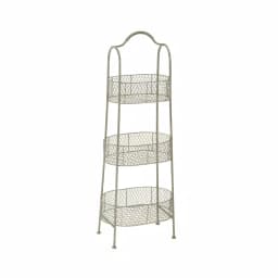 Litton Lane Vintage White 3-Tier Metal Wire Basket Cake Stand - Farmhouse Serving Tray thumbnail 1