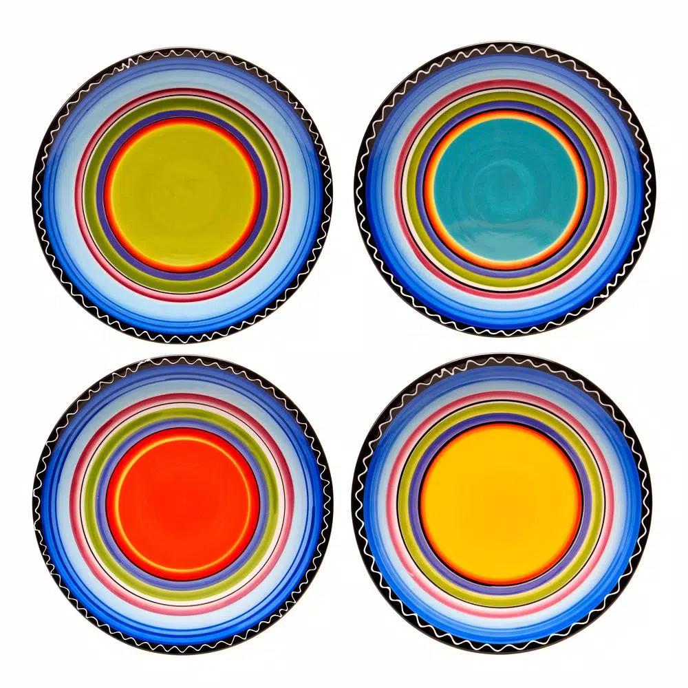 Certified International Tequila Sunrise 11 in. Multi-Colored Dinner Plate Set (Set of 4)