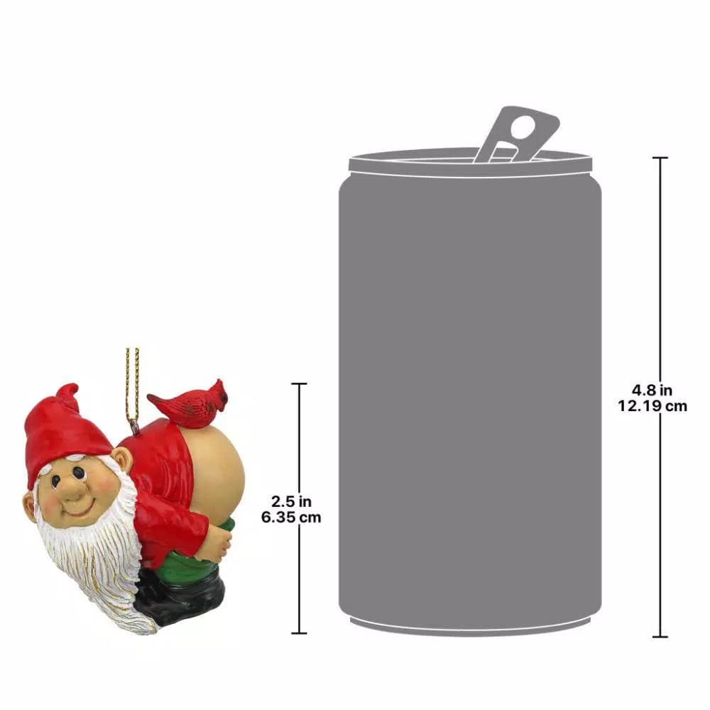 Design Toscano Loonie Moonie Gnome Holiday Ornament, Hand-Painted Resin