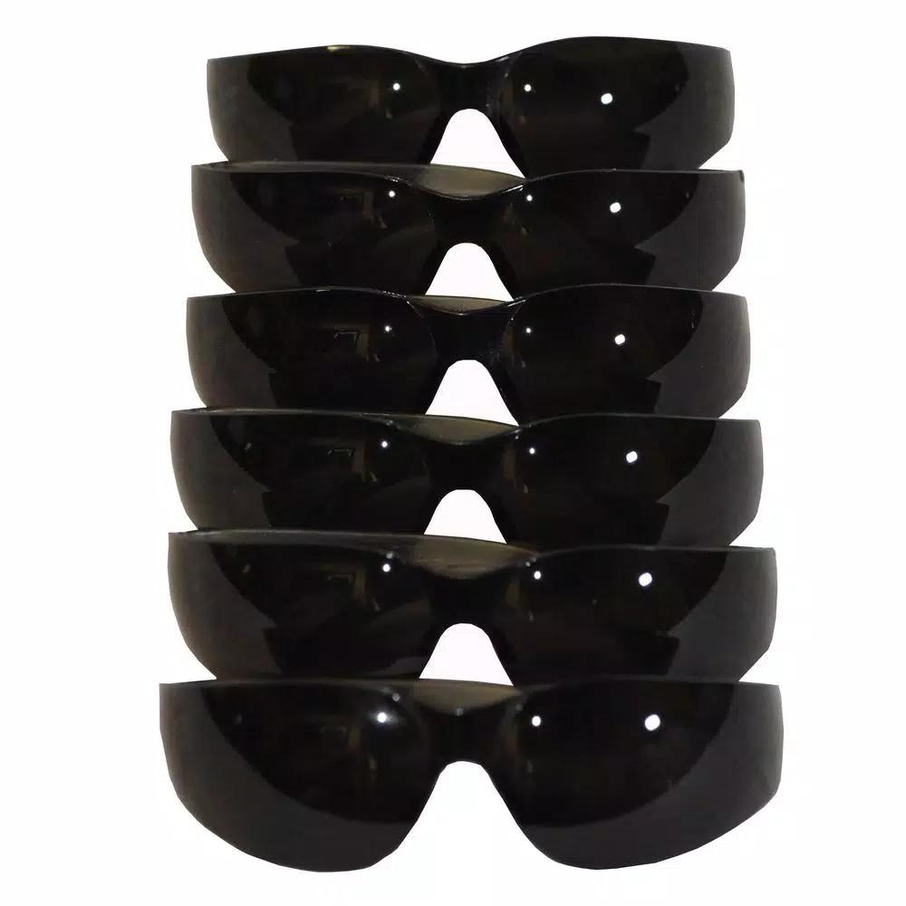 G & F Products EyePRO Smoke Safety Goggles, Scratch, Impact and Ballistic Resistant, 12 Pack, Dark Grey