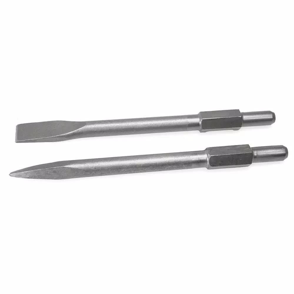 Stark 16 in. Flat and Point Chisel Set with 1-1/8 in. Hex Shank for Demolition Jack Hammers, 2-Piece
