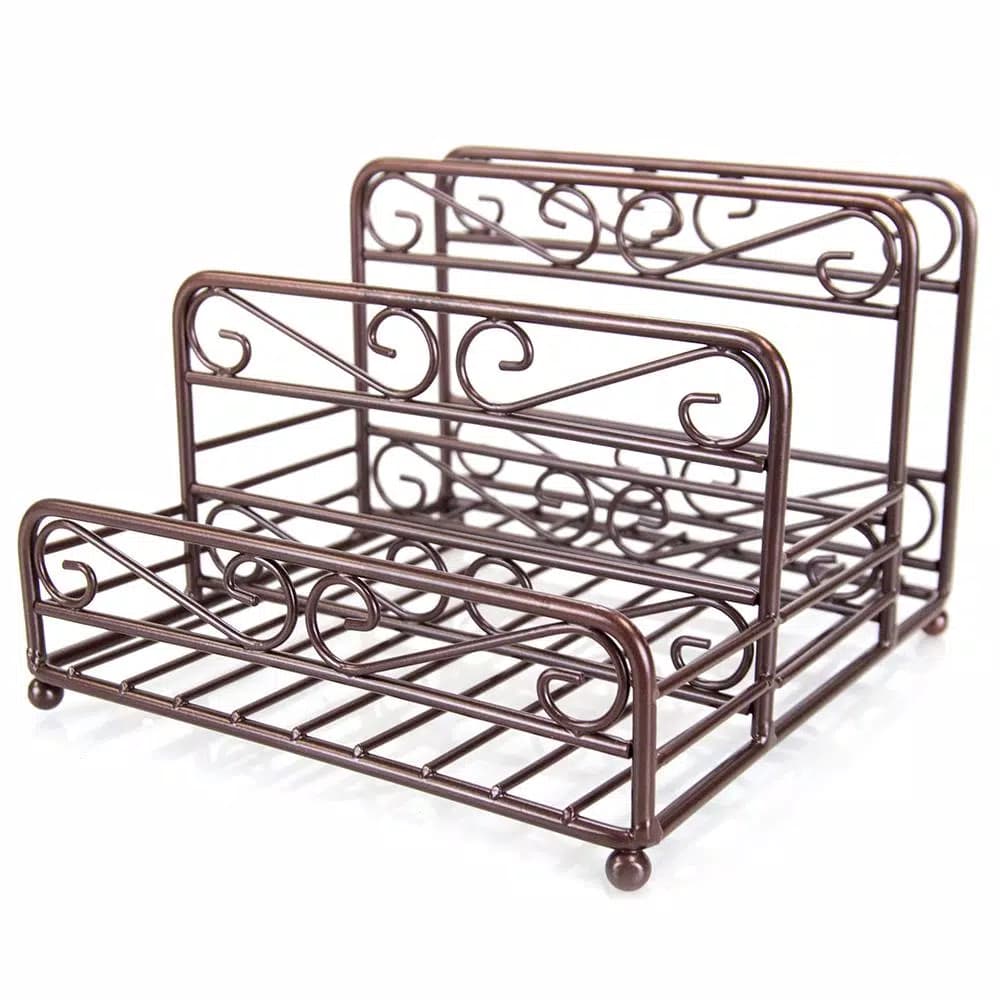 Home Basics Bronze Coated Steel Condiment Server Caddy with Spiral Design, 3 Compartments