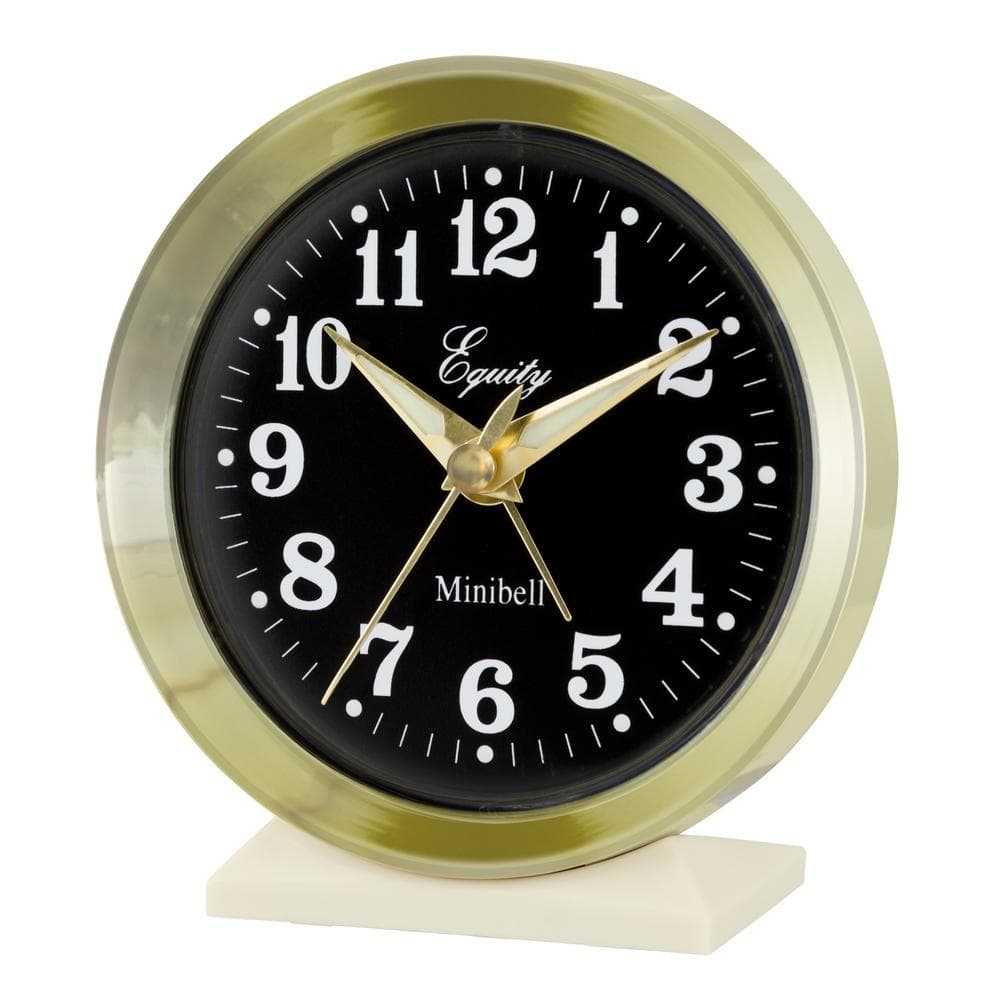 Equity by La Crosse 4 in. Round Analog Wind-Up Bell Metal Alarm Clock - Gold