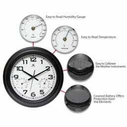 Infinity Instruments 18 in. Round Outdoor Wall Clock with Thermometer and Hygrometer thumbnail 6