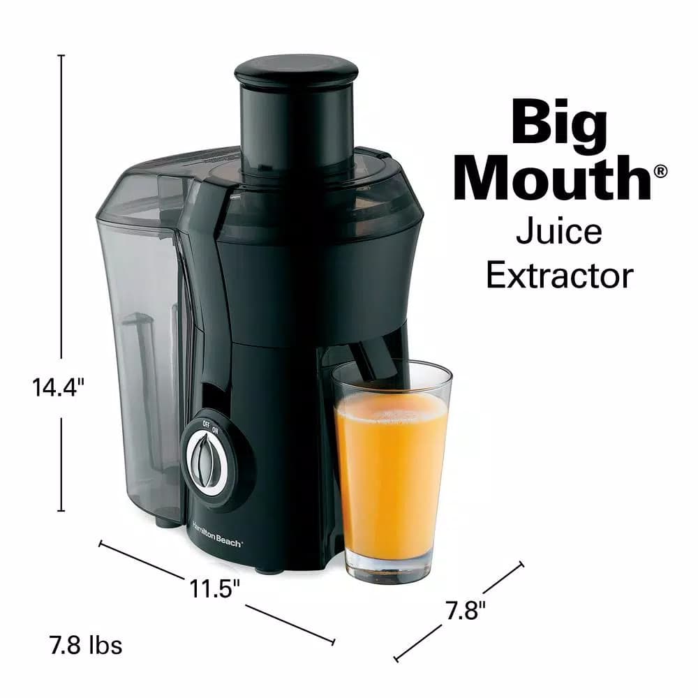 Hamilton Beach Big Mouth 800-Watt Centrifugal Juice Extractor, 3-in Feed Chute, Black