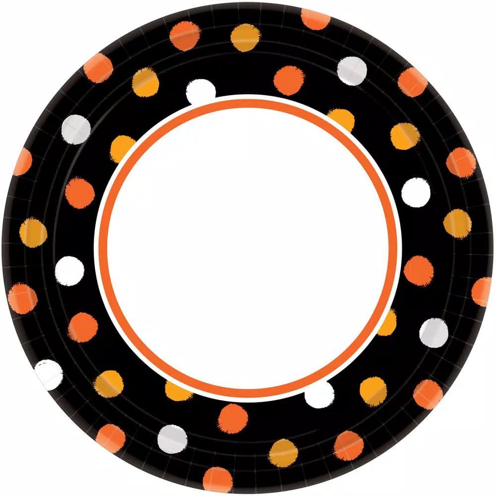 Amscan Haunt Couture Halloween Polka Dot Paper Plates, 10 in. x 10 in. (4-Pack, 160 Count)