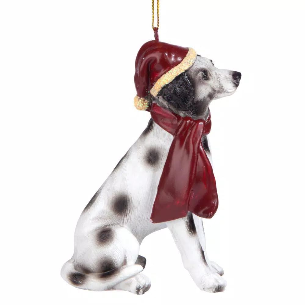 Design Toscano Dalmatian Dog Holiday Ornament Sculpture with Santa Hat and Scarf