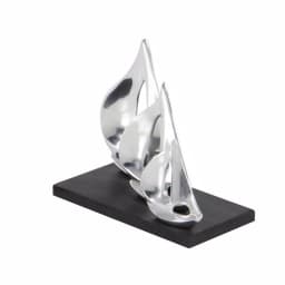LITTON LANE 9 in. Stylized Sailboat Decorative Sculpture - Polished Silver Aluminum on Black Wood Base thumbnail 5