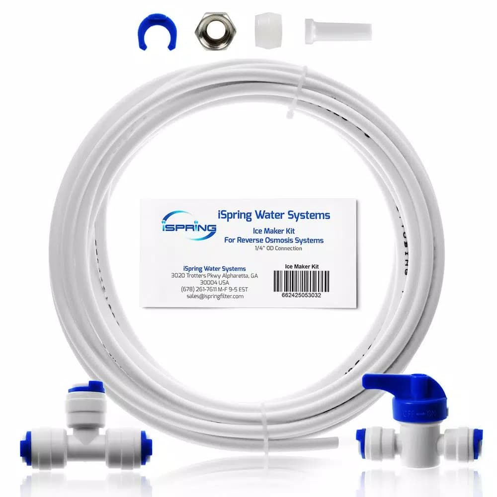 iSpring Ice Maker Kit for Reverse Osmosis Systems with 20ft Tubing and Brass Fitting