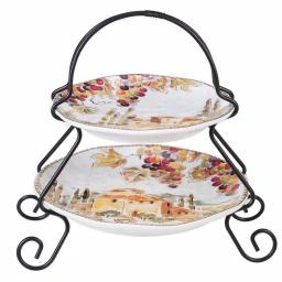 Certified International Tuscan Breeze 9 in. 2-Tier Ceramic Server thumbnail 1