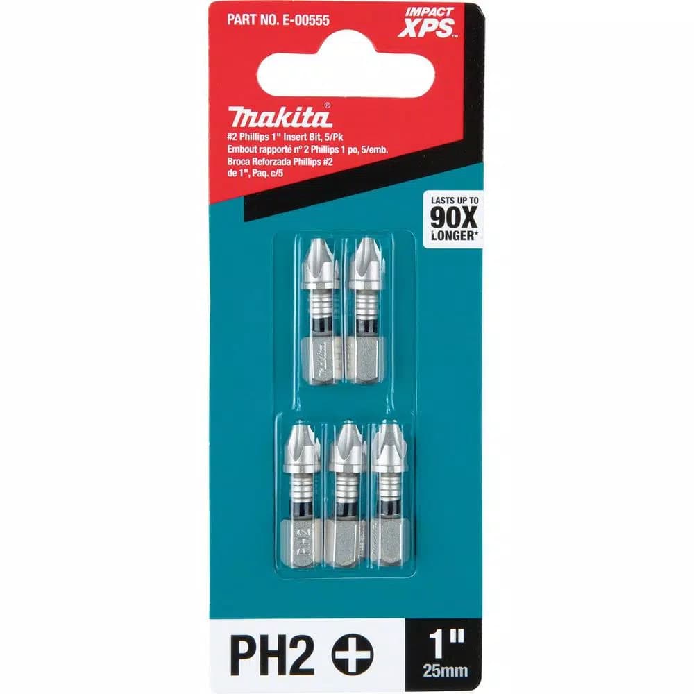 Makita ImpactXPS #2 Phillips 1 in. Insert Bits, 5-Pack