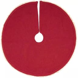 VHC Brands 21 in. Gretchen Cherry Red and Creme Check Farmhouse Christmas Mini Tree Skirt thumbnail 2