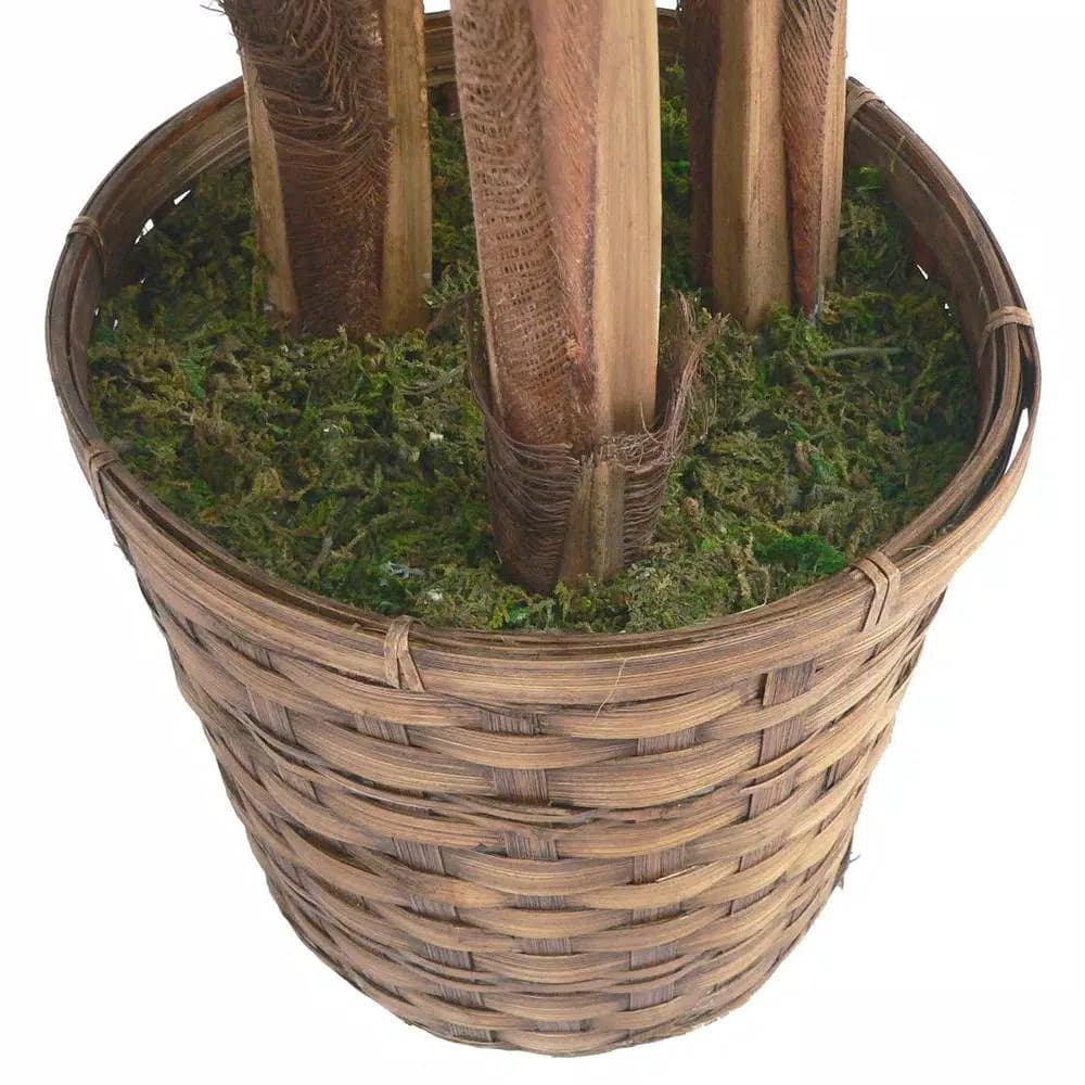 Vintage Home 5 ft. Realistic Silk Palm Tree with Wicker Basket Planter