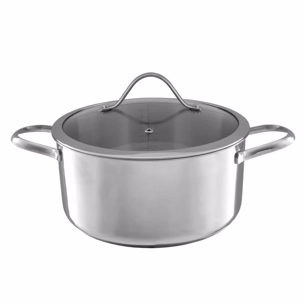 Classic Cuisine 6 Qt. Stainless Steel Stock Pot with Tempered Glass Lid