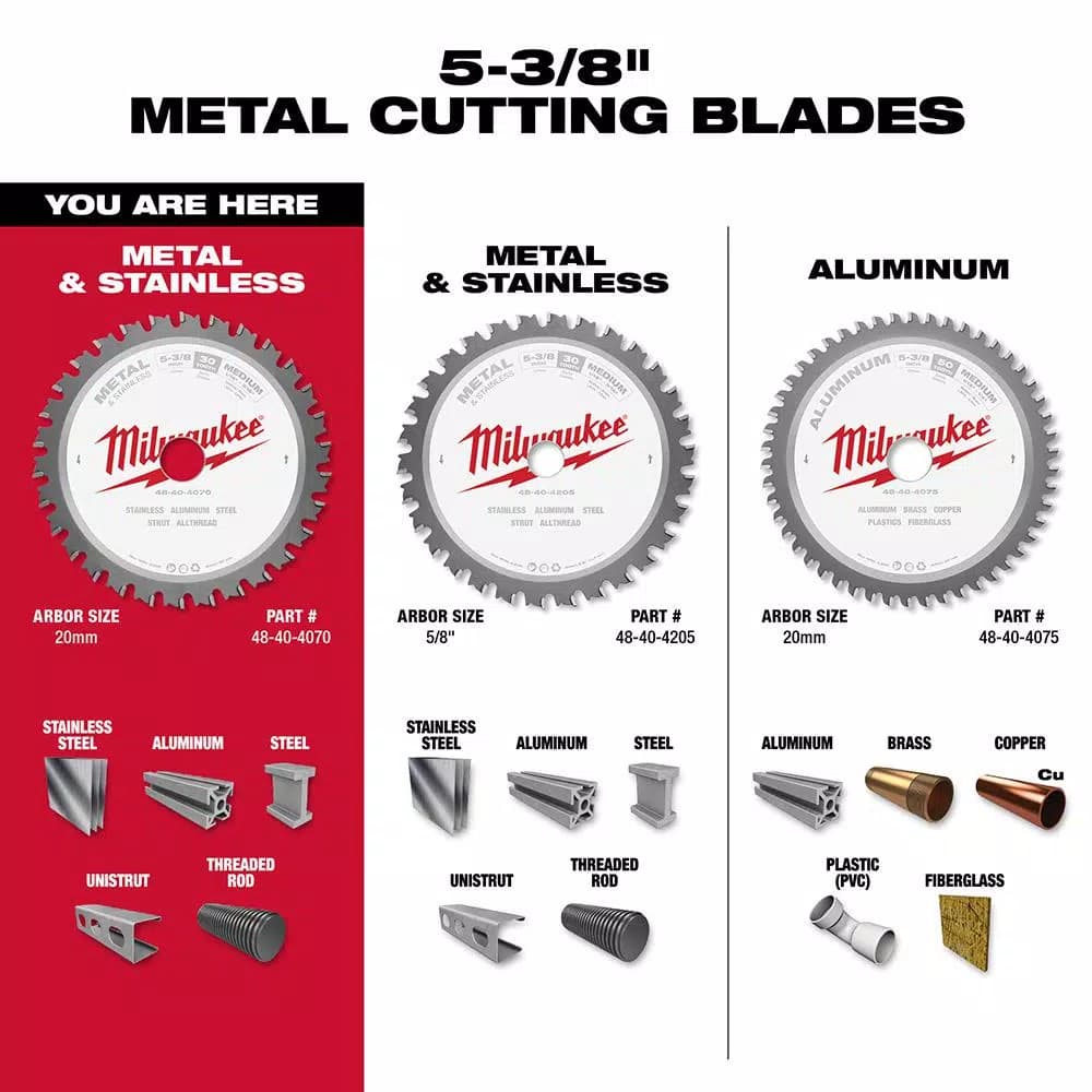 Milwaukee 5-3/8 in. 30T Metal & Stainless Steel Carbide Circular Saw Blade