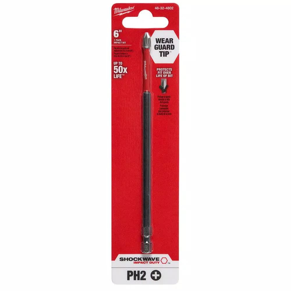 Milwaukee SHOCKWAVE Impact Duty #2 Phillips 6 in. Steel Driver Bit
