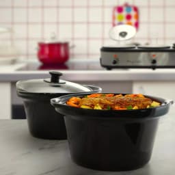 MegaChef 7.5 Qt. Stainless Steel Slow Cooker & Buffet Server with 3 Ceramic Crocks thumbnail 4