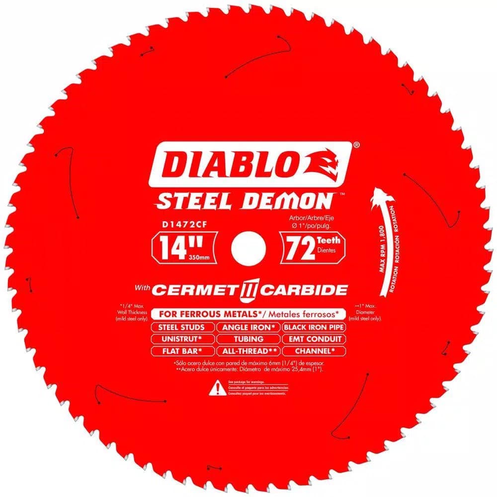 Diablo Steel Demon Cermet II 14 in. 72 TPI Carbide Circular Saw Blade for Ferrous Metals