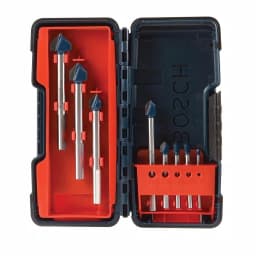 Bosch 8-Piece Carbide-Tipped Glass and Tile Drill Bit Set with 3-Flat Shank thumbnail 1