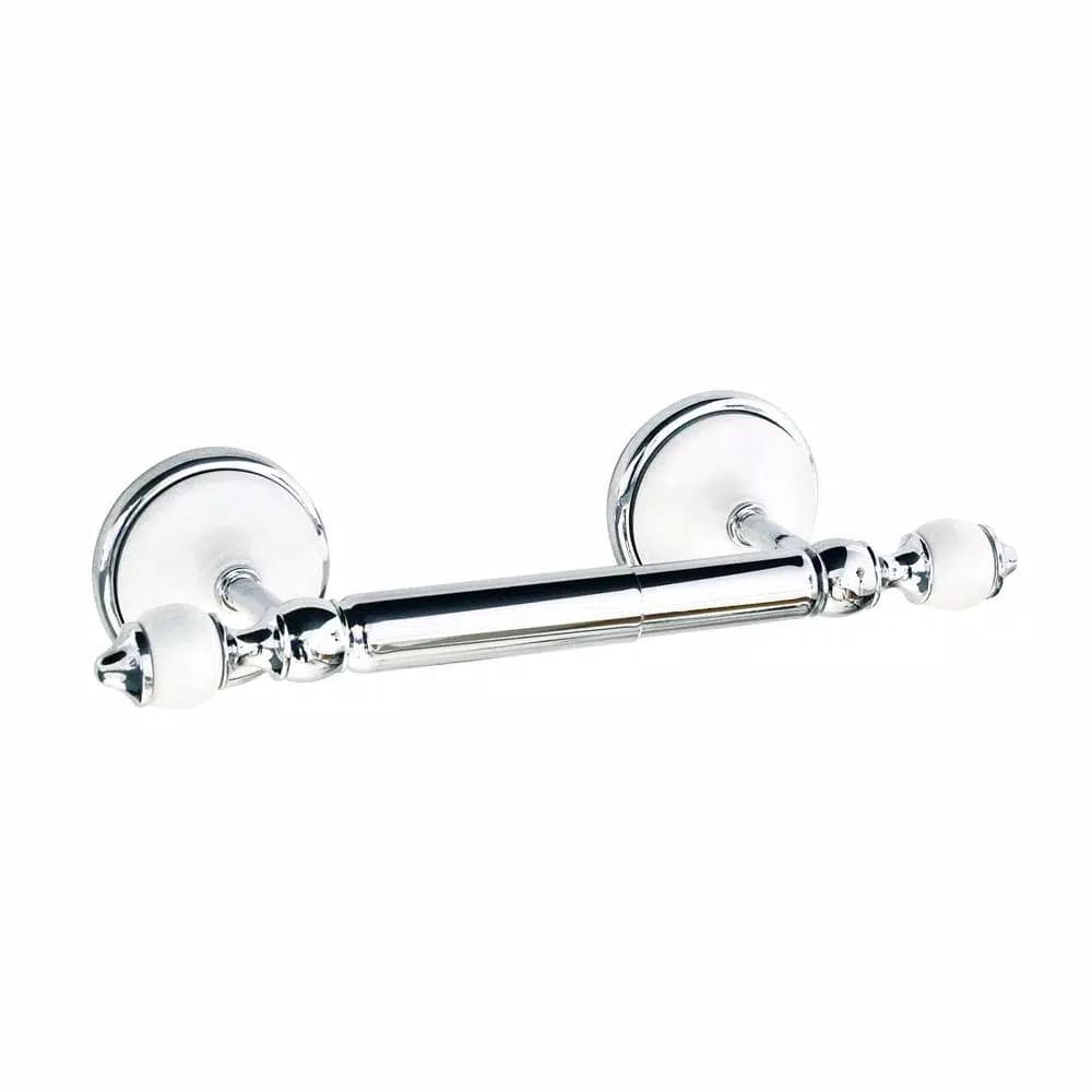 MODONA 4-Piece Bathroom Accessories Set, White Porcelain and Polished Chrome