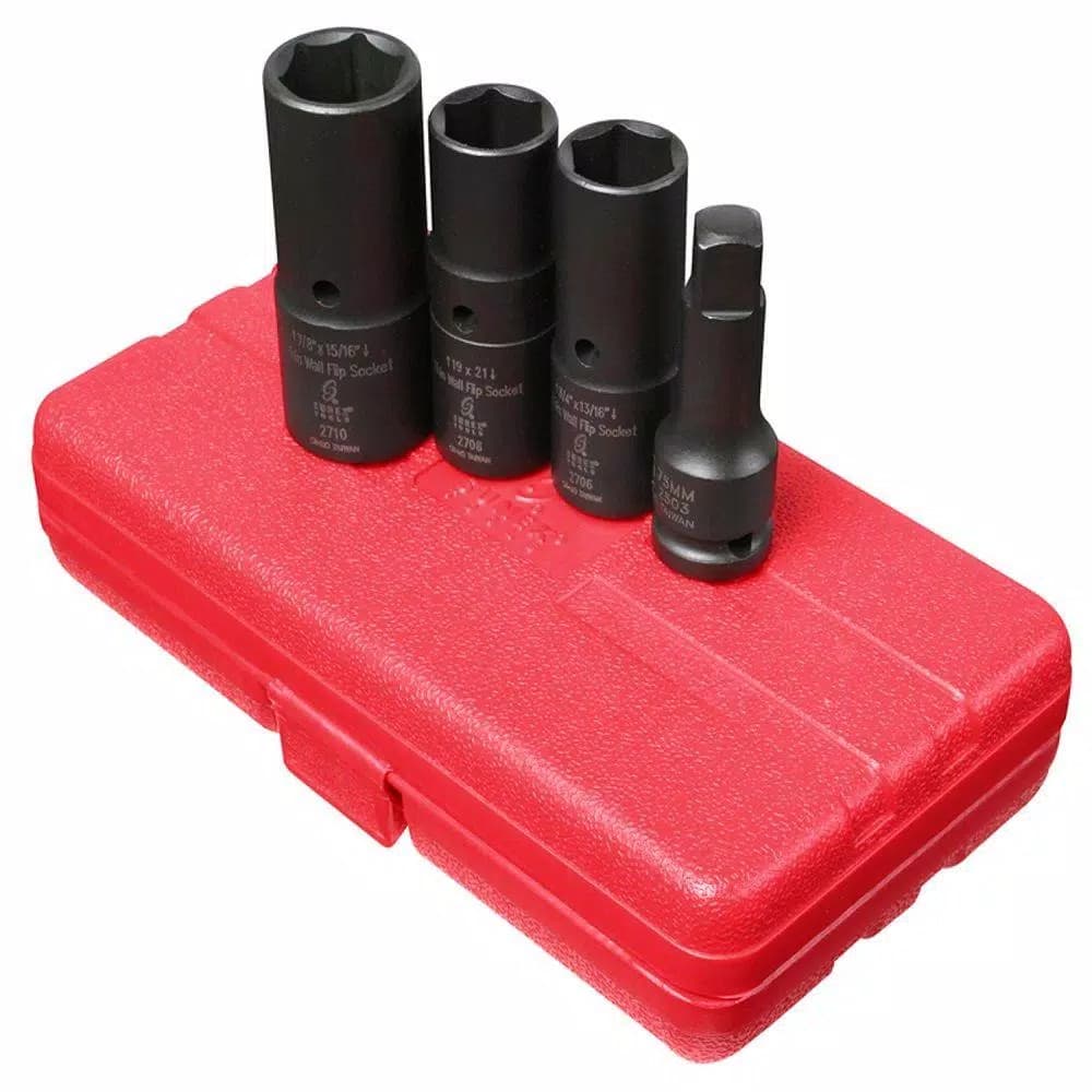 Sunex Tools 1/2 in. Drive Deep Thin Wall Flip Impact Socket Set, 4-Piece Metric