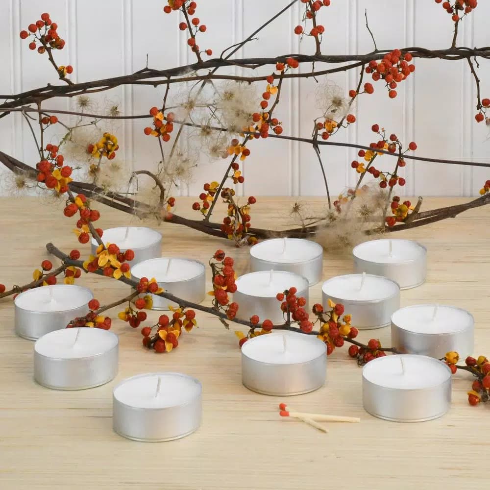 LUMABASE Mega Extra Large White Tea Light Candles, Unscented Paraffin Wax, 12-Count