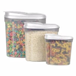 Home Basics 3-Piece Plastic Cereal Container Set with Flip-Top Lids thumbnail 1