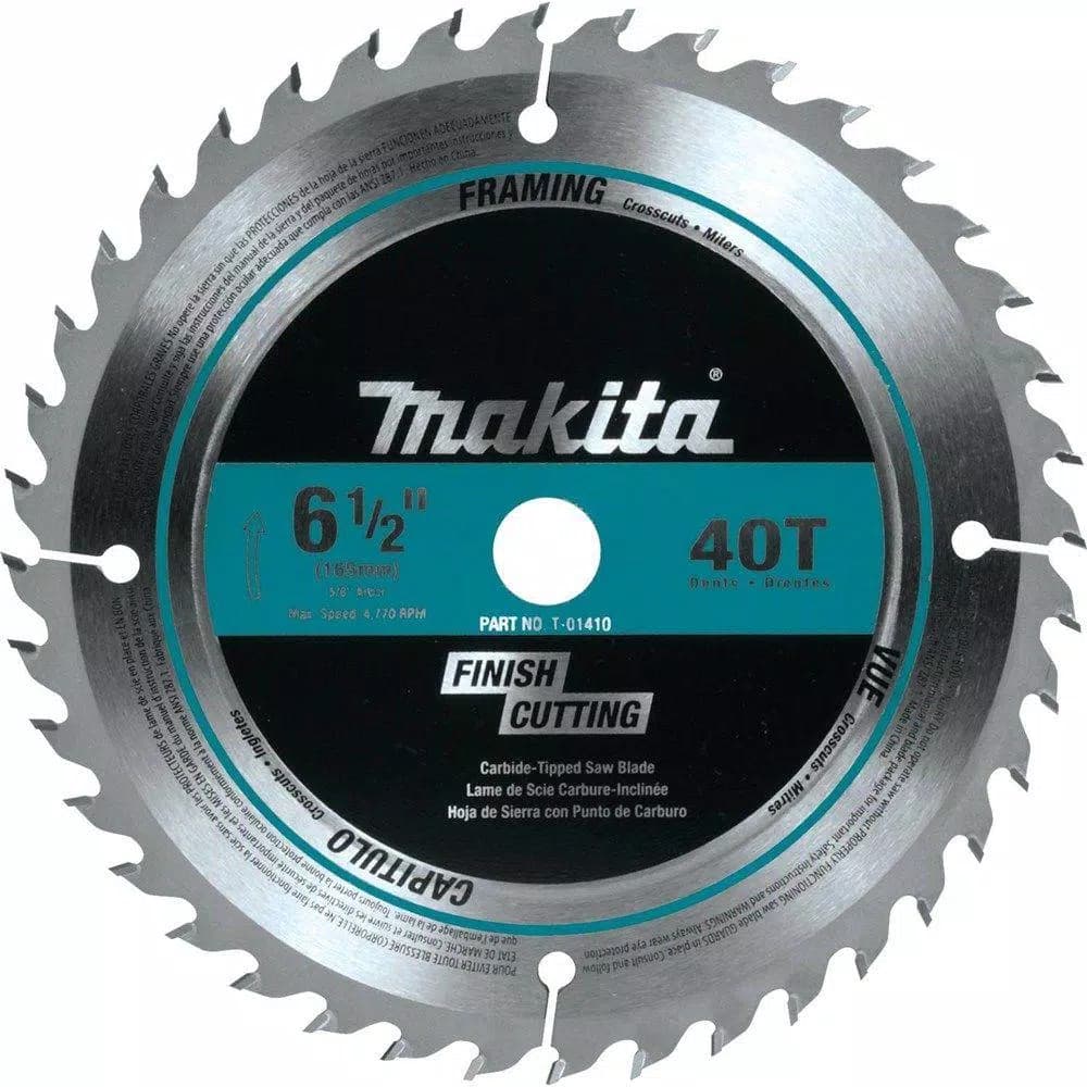 Makita 6-1/2 in. 40T Carbide-Tipped Circular Saw Blade, 5/8 in. Arbor