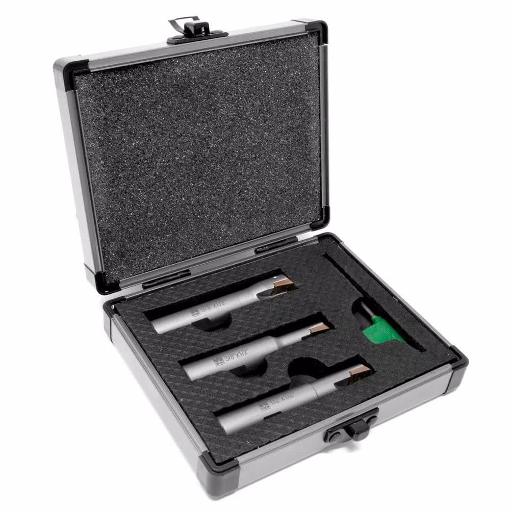WEN 3-Piece 90-Degree Square Shoulder Indexable Carbide End Mill Set with Aluminum Case
